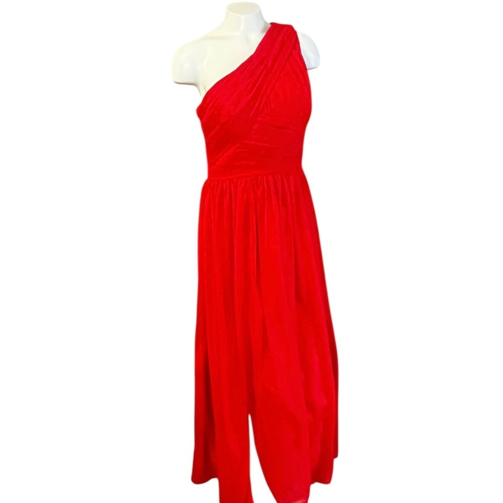 Chicory‎ Red One Shoulder Ruched Gown Formal Evening Party Dress